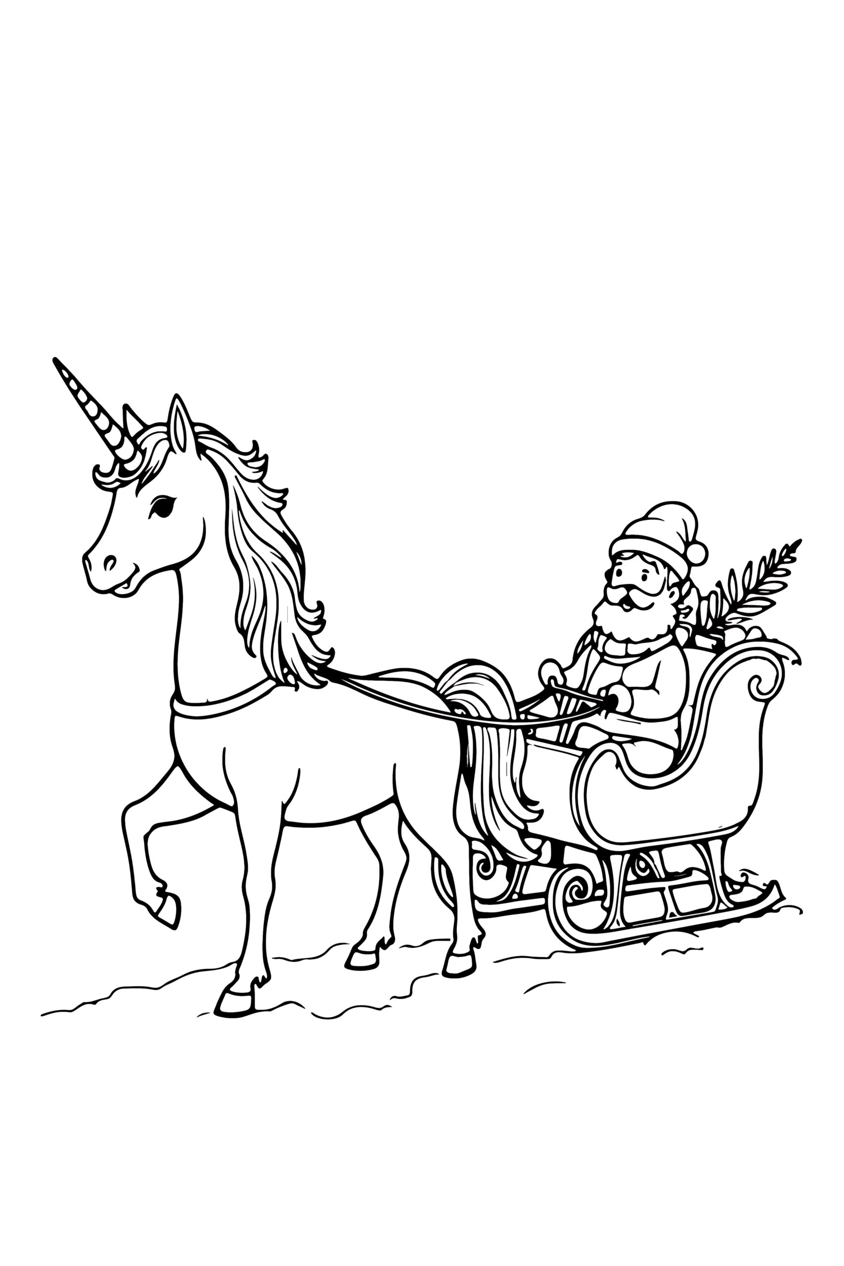 Christmas themed unicorn coloring page