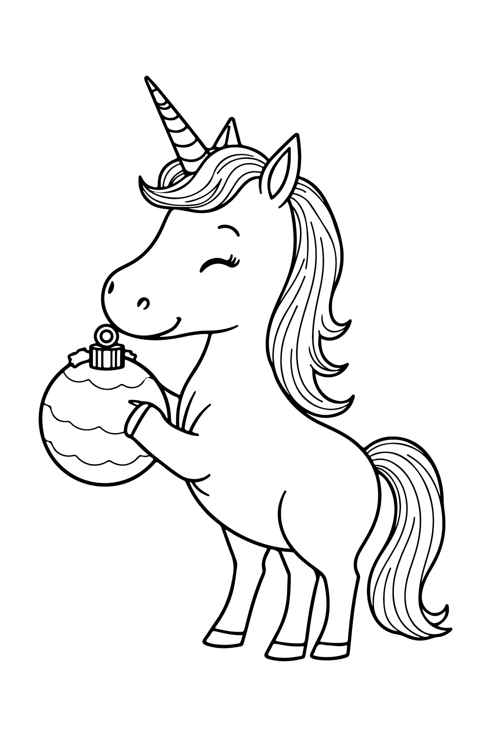 Christmas themed unicorn coloring page