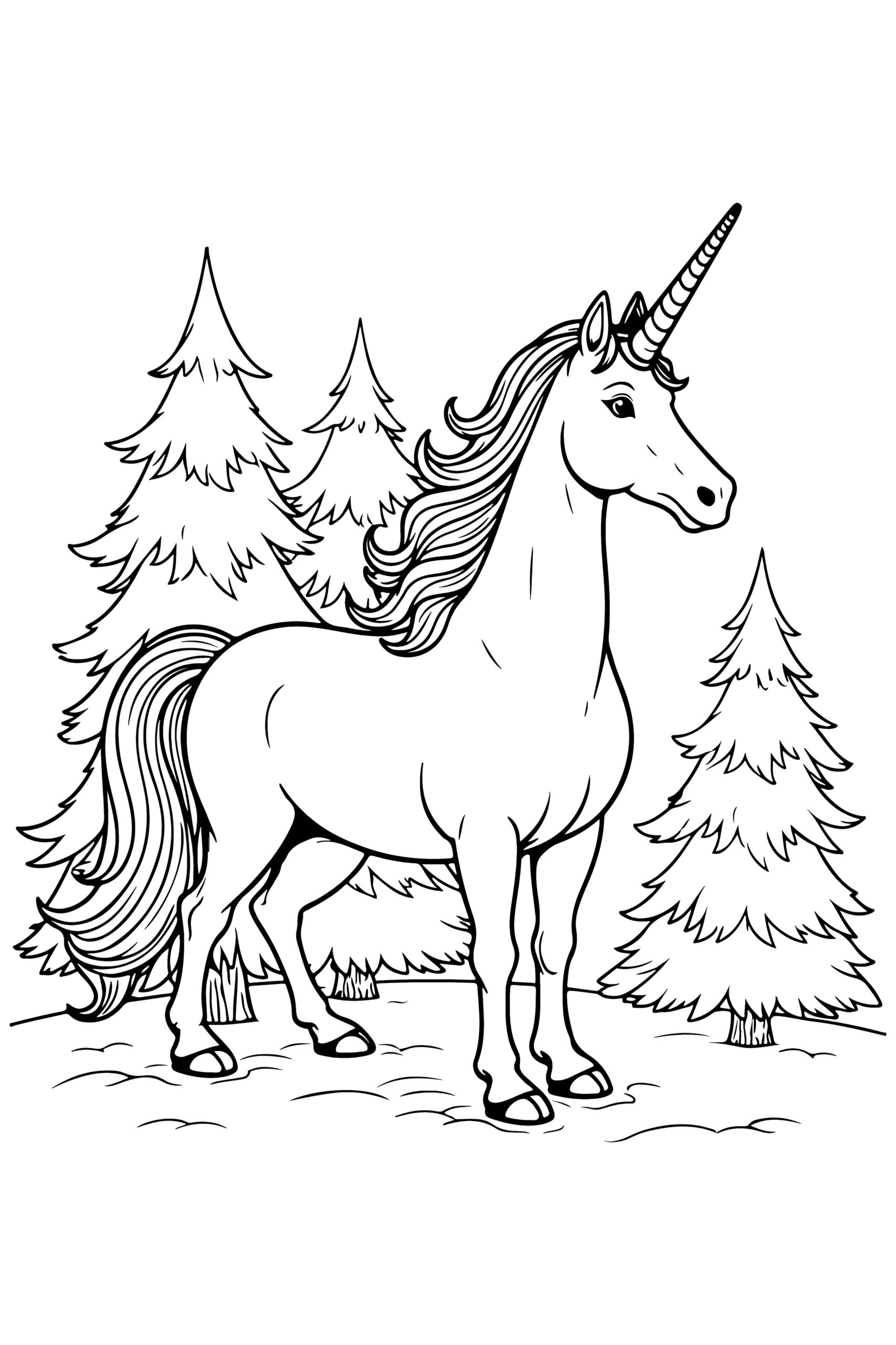 Christmas themed unicorn coloring page