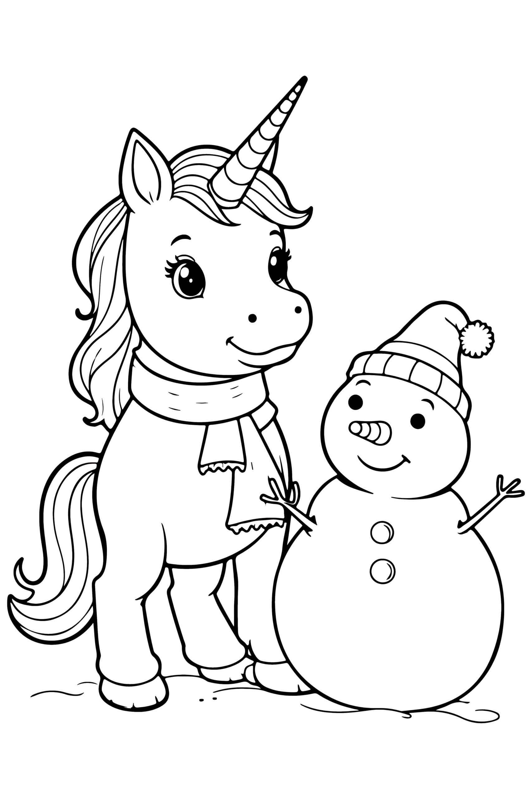 Christmas themed unicorn coloring page