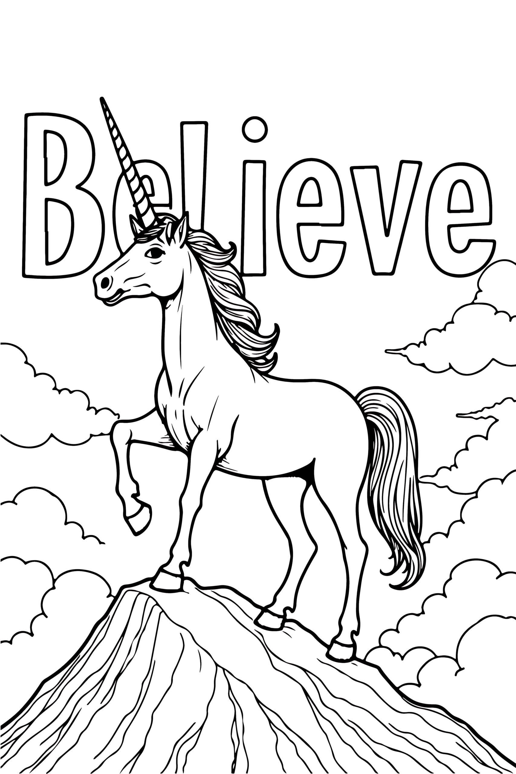 Inspirational unicorn coloring page