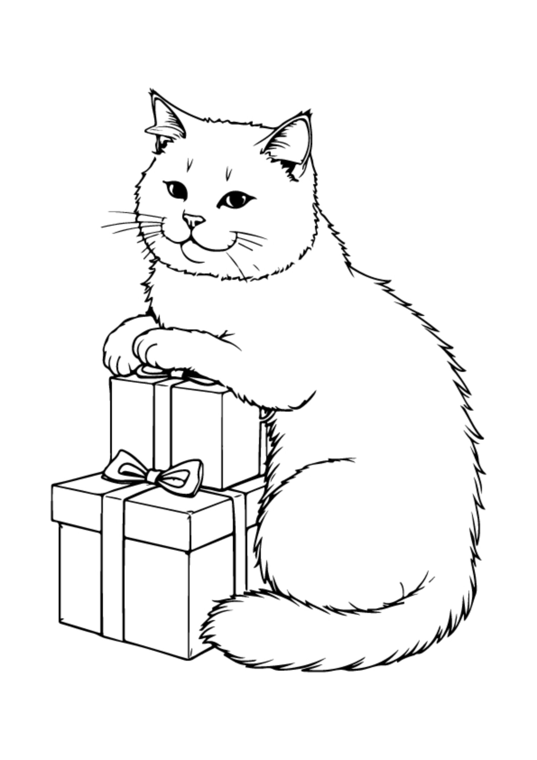 Birthday Cat Coloring Pages