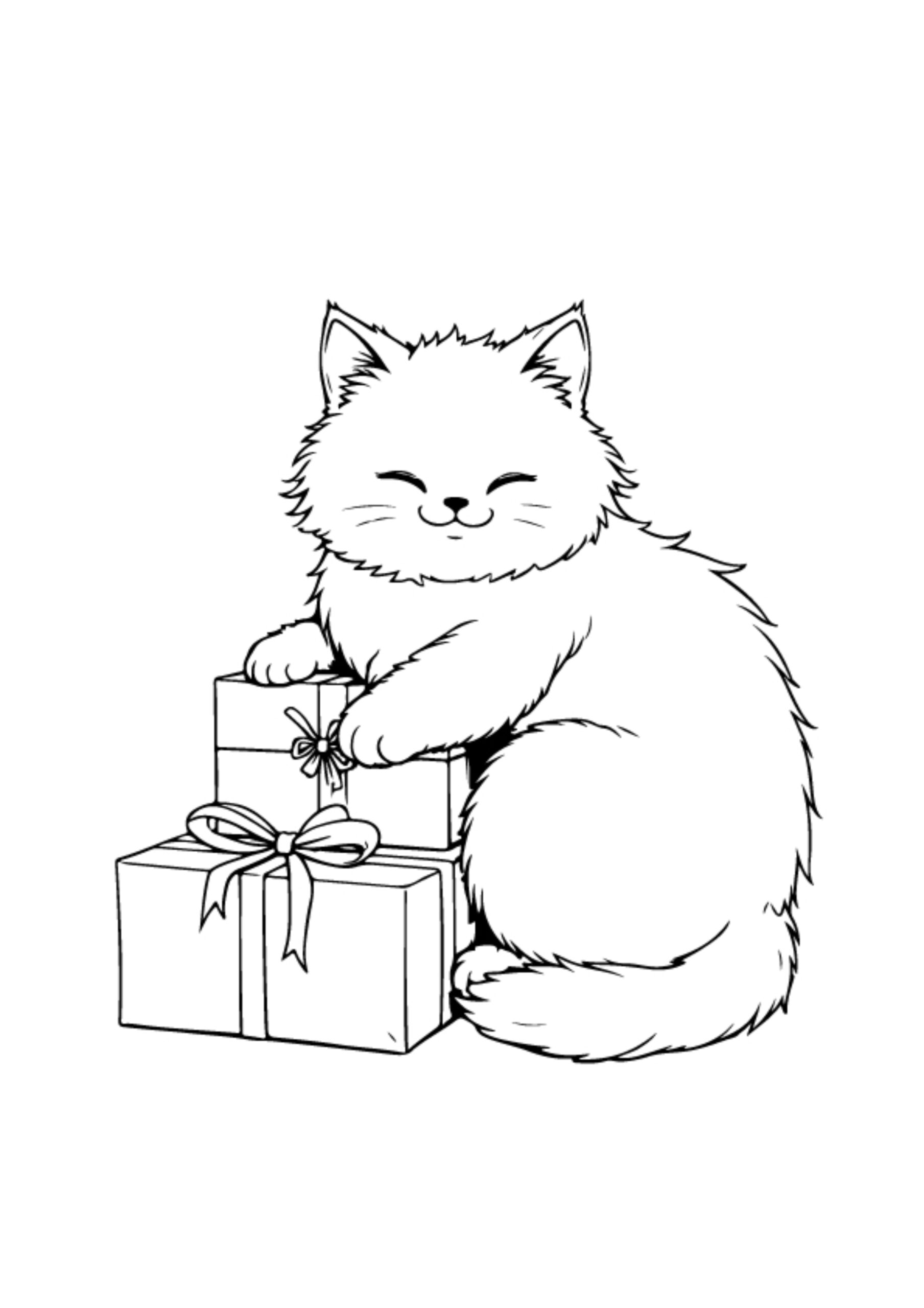 Birthday Cat Coloring Pages