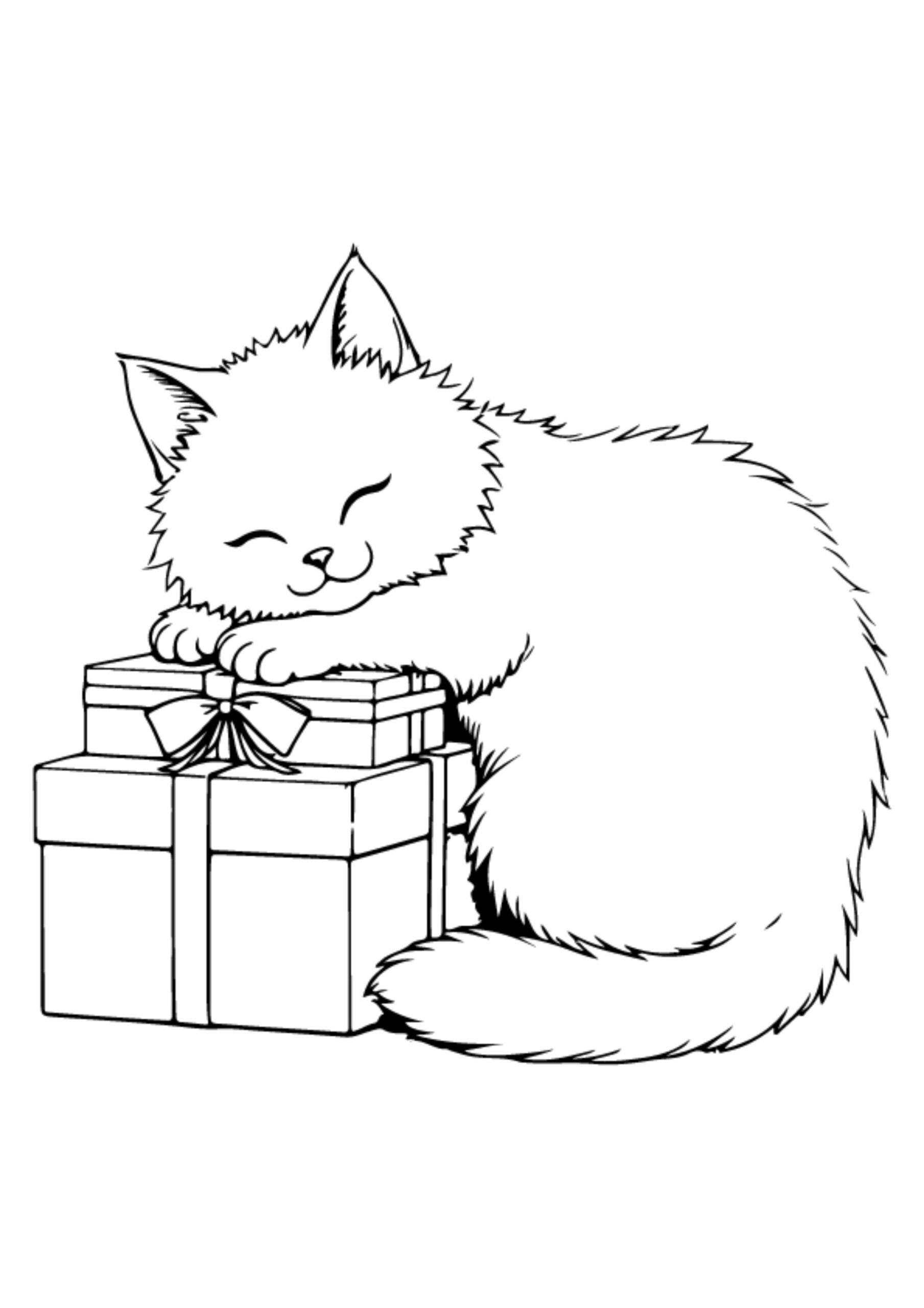 Birthday Cat Coloring Pages