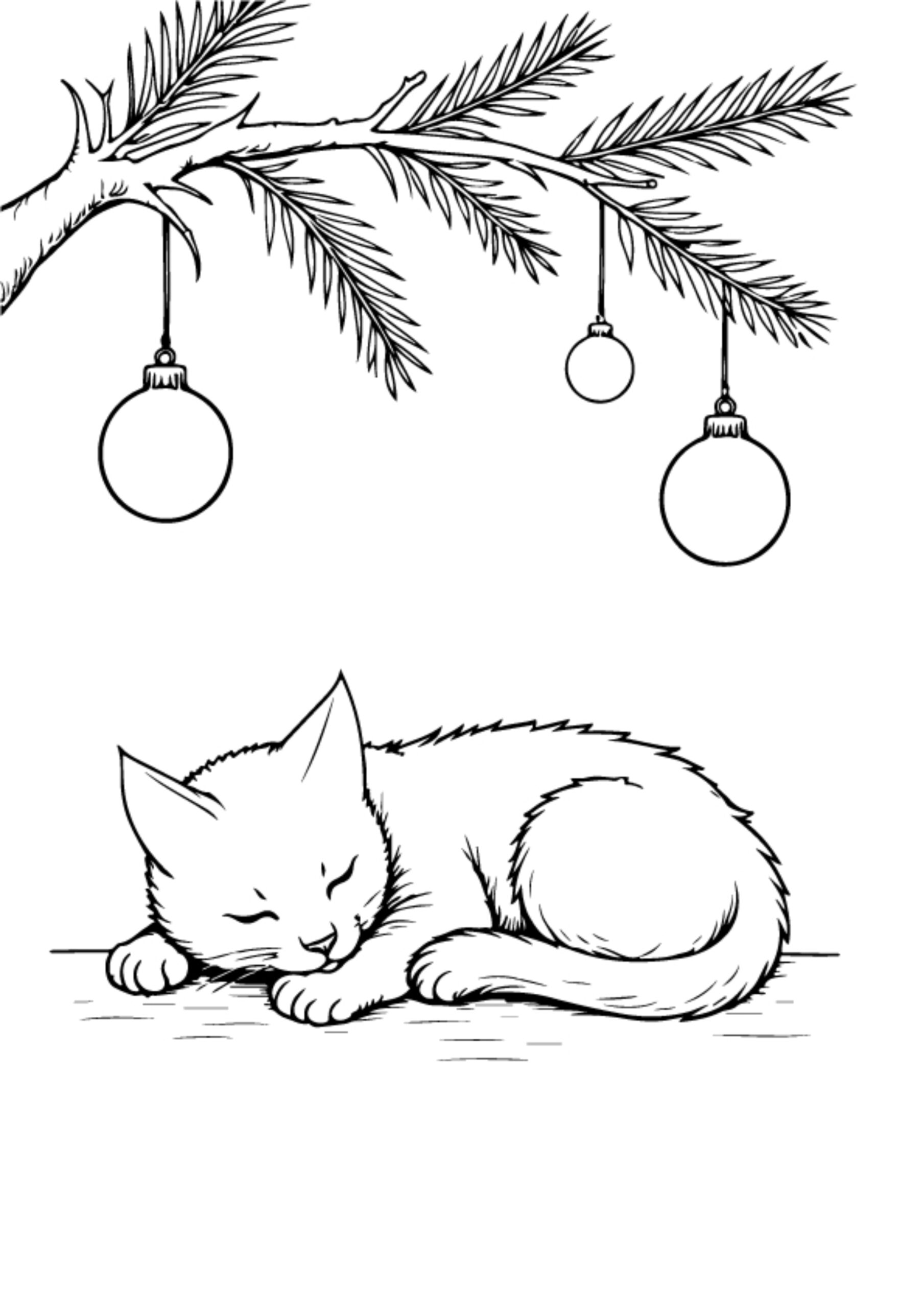 Christmas Cat Coloring Pages