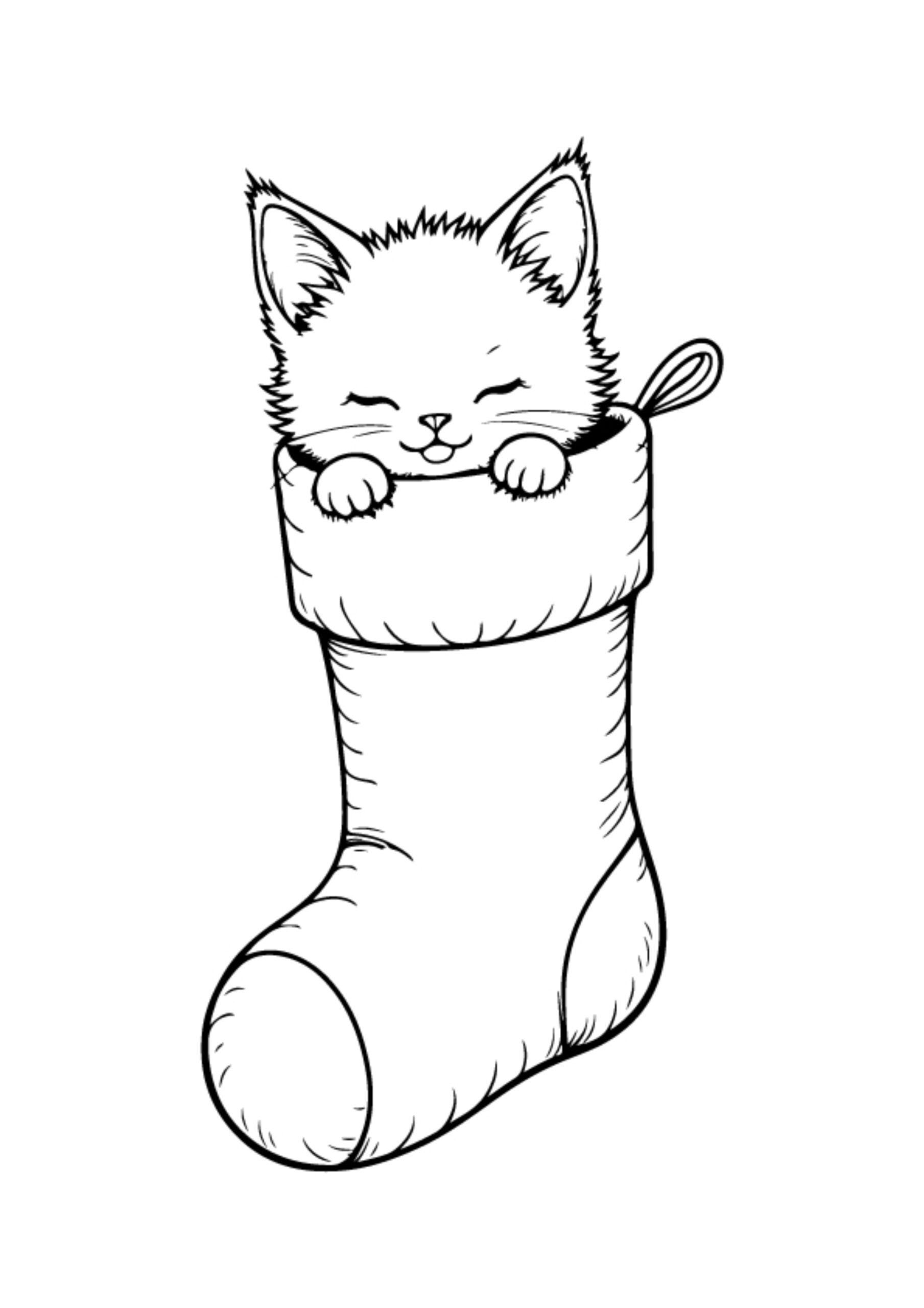 Christmas Cat Coloring Pages