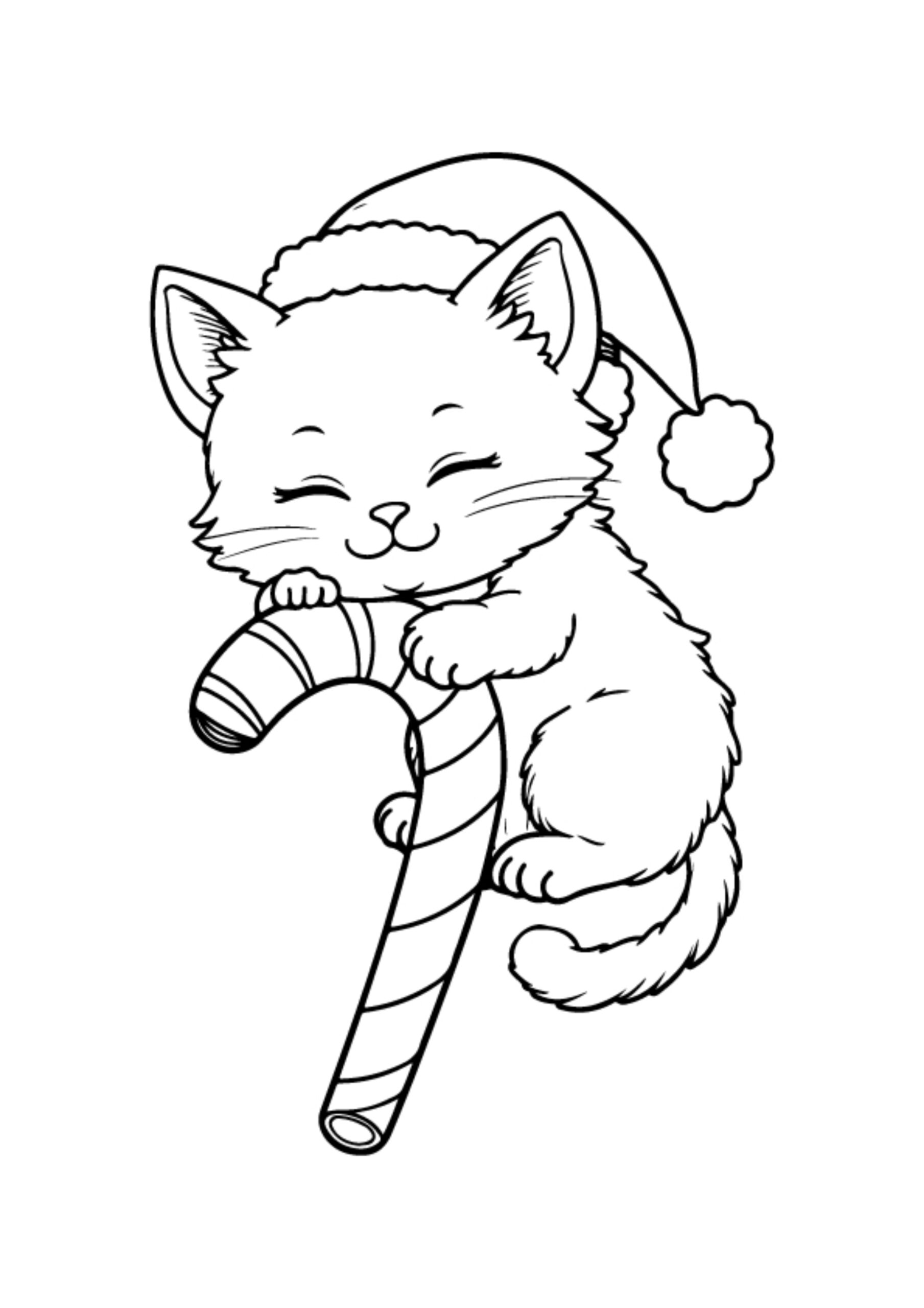 Christmas Cat Coloring Pages