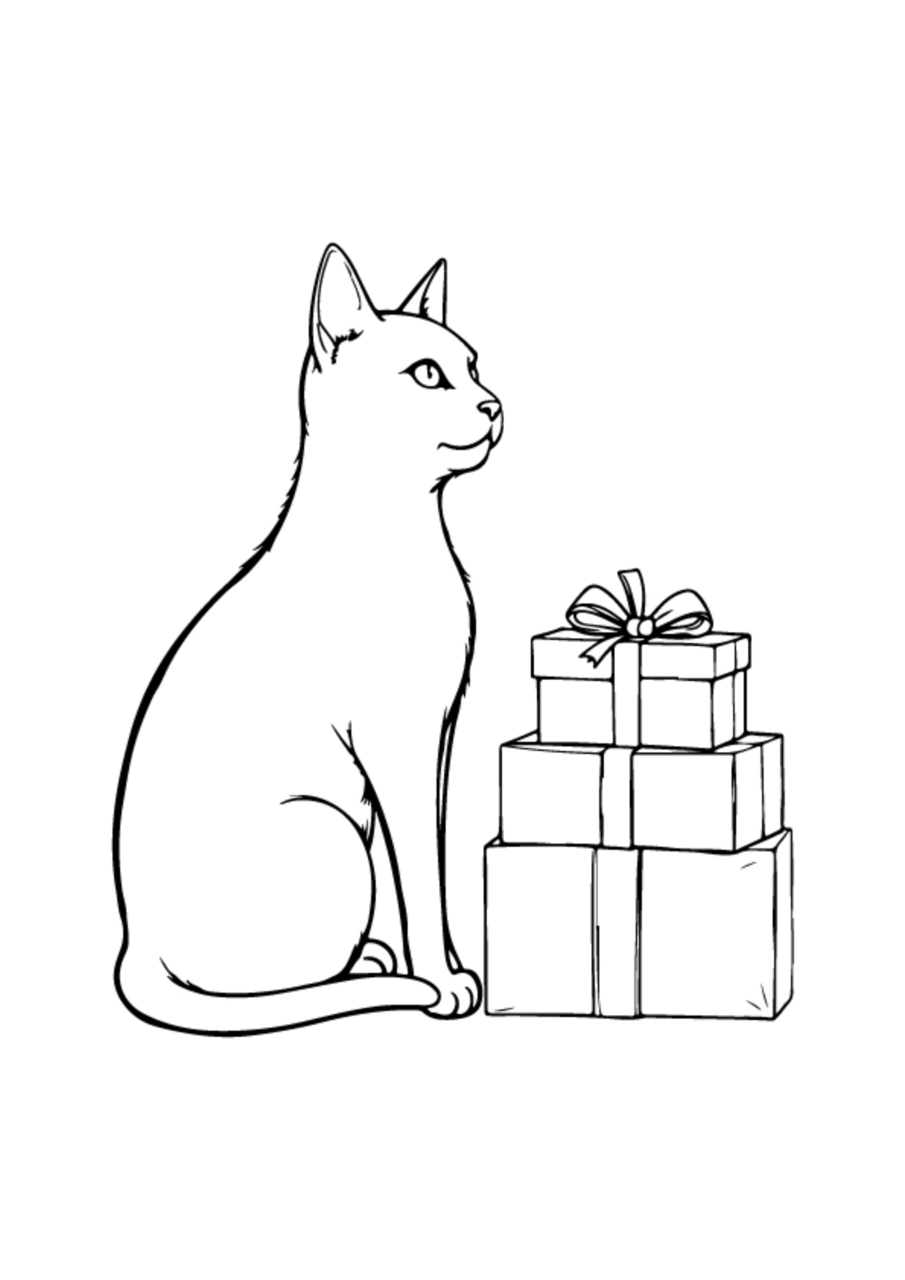 Christmas Cat Coloring Pages