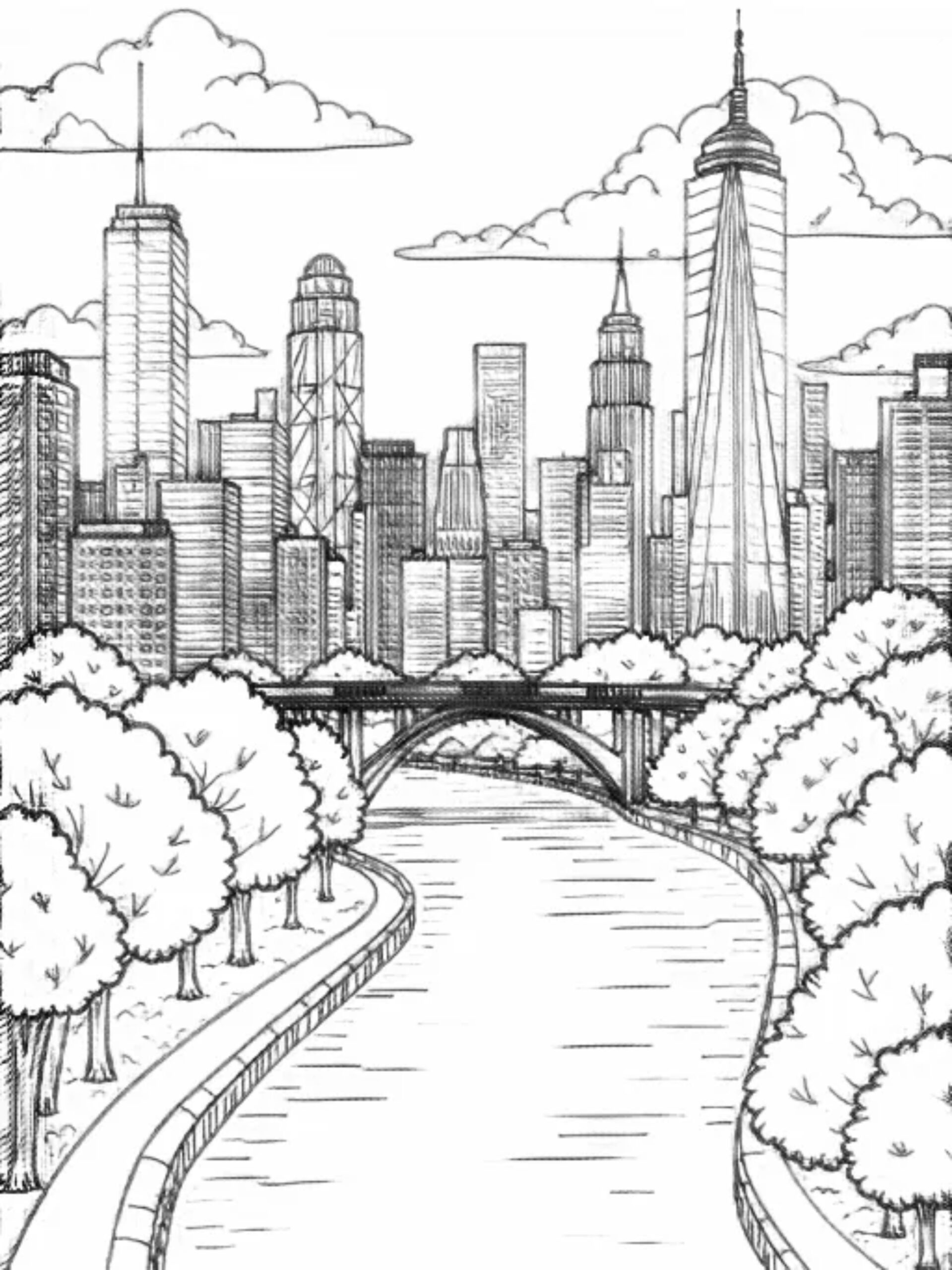 Cityscape coloring pages