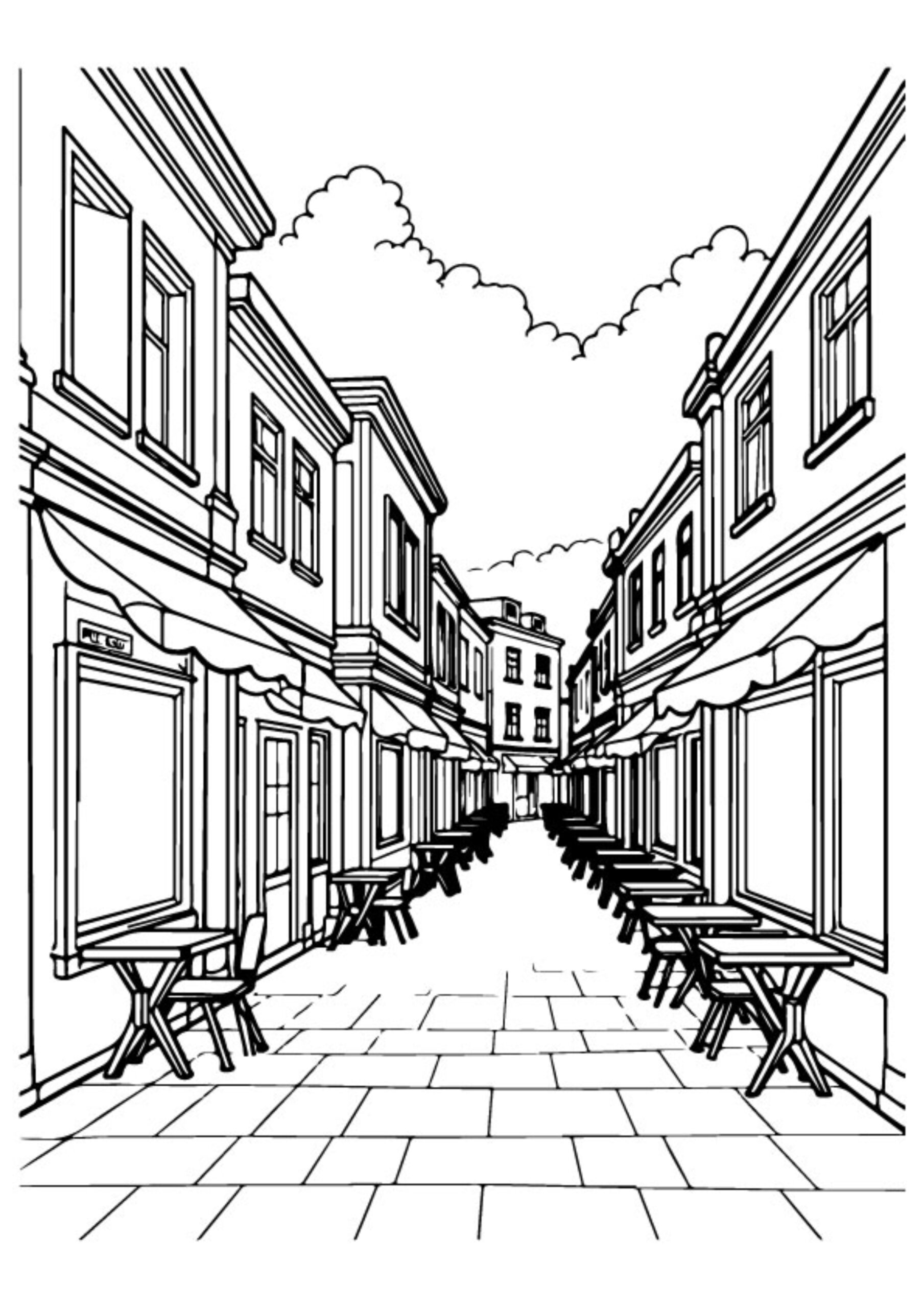 Cityscape coloring pages