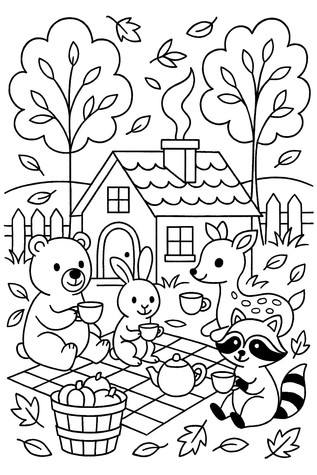 Fall coloring pages for kids 