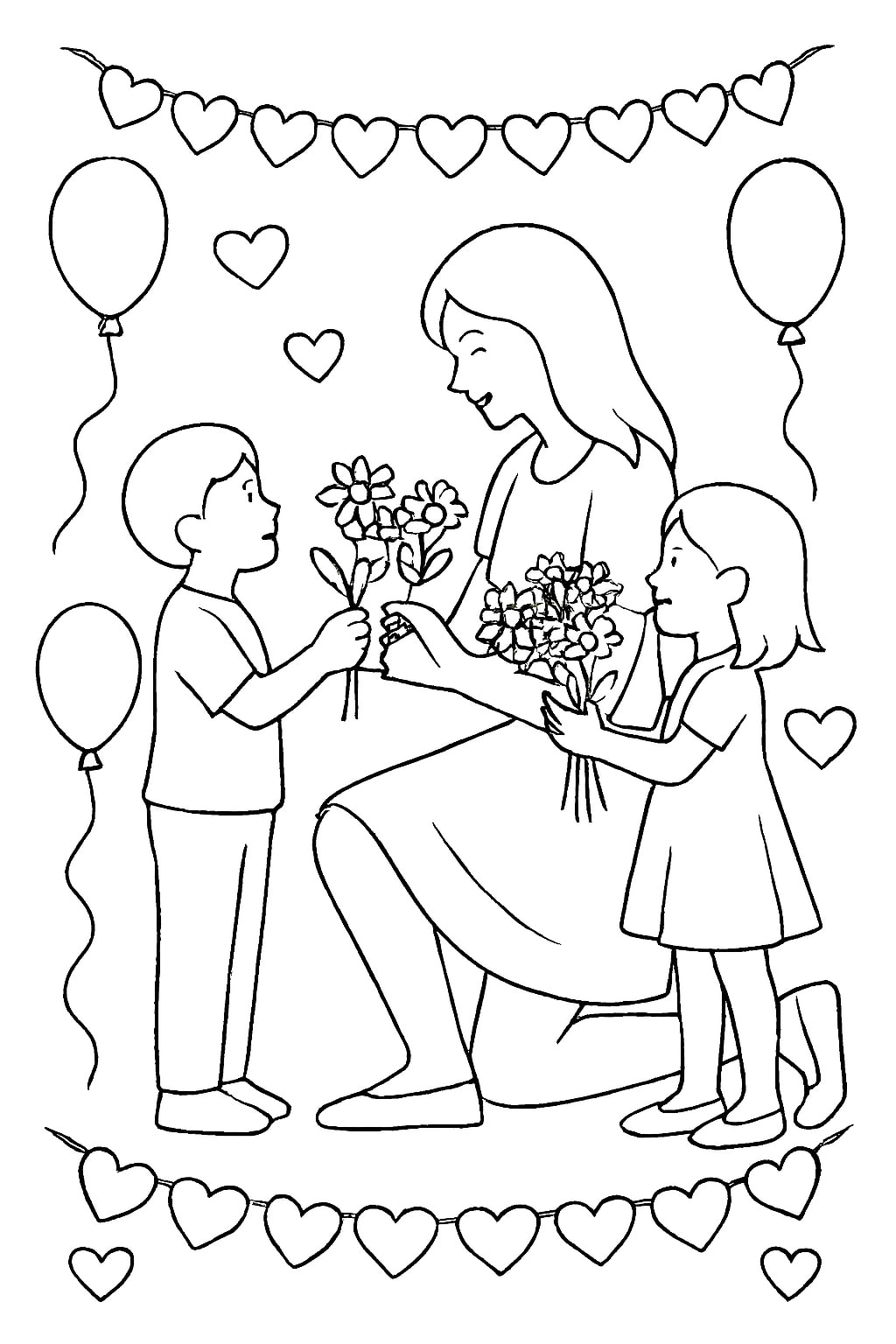 Mother day coloring pages