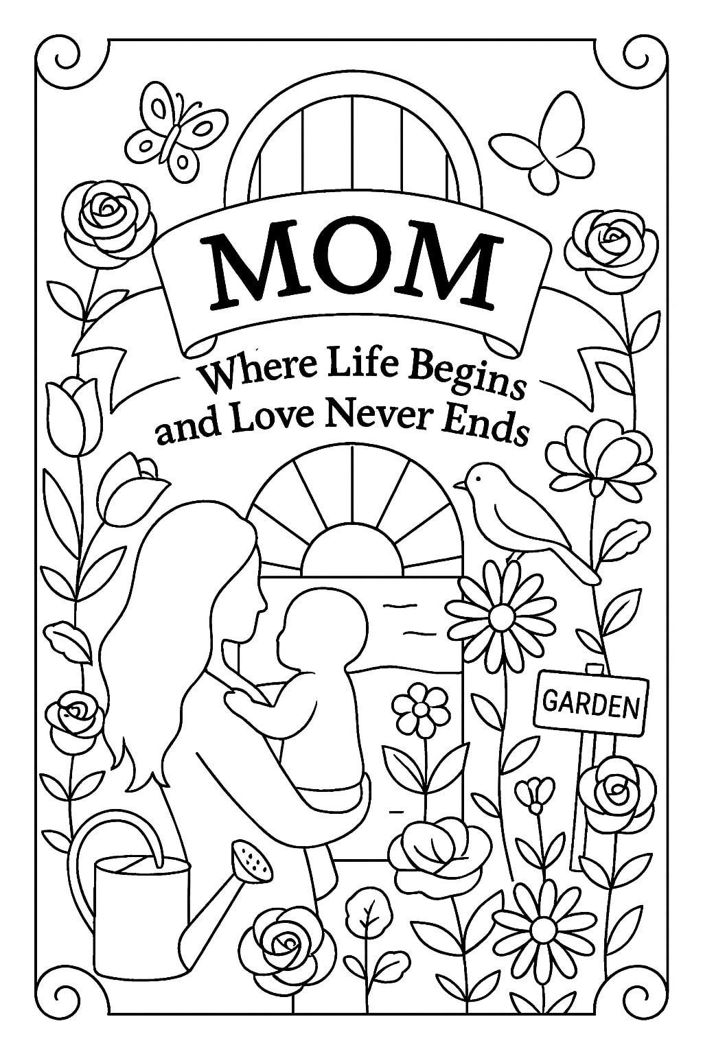 Mother day coloring pages