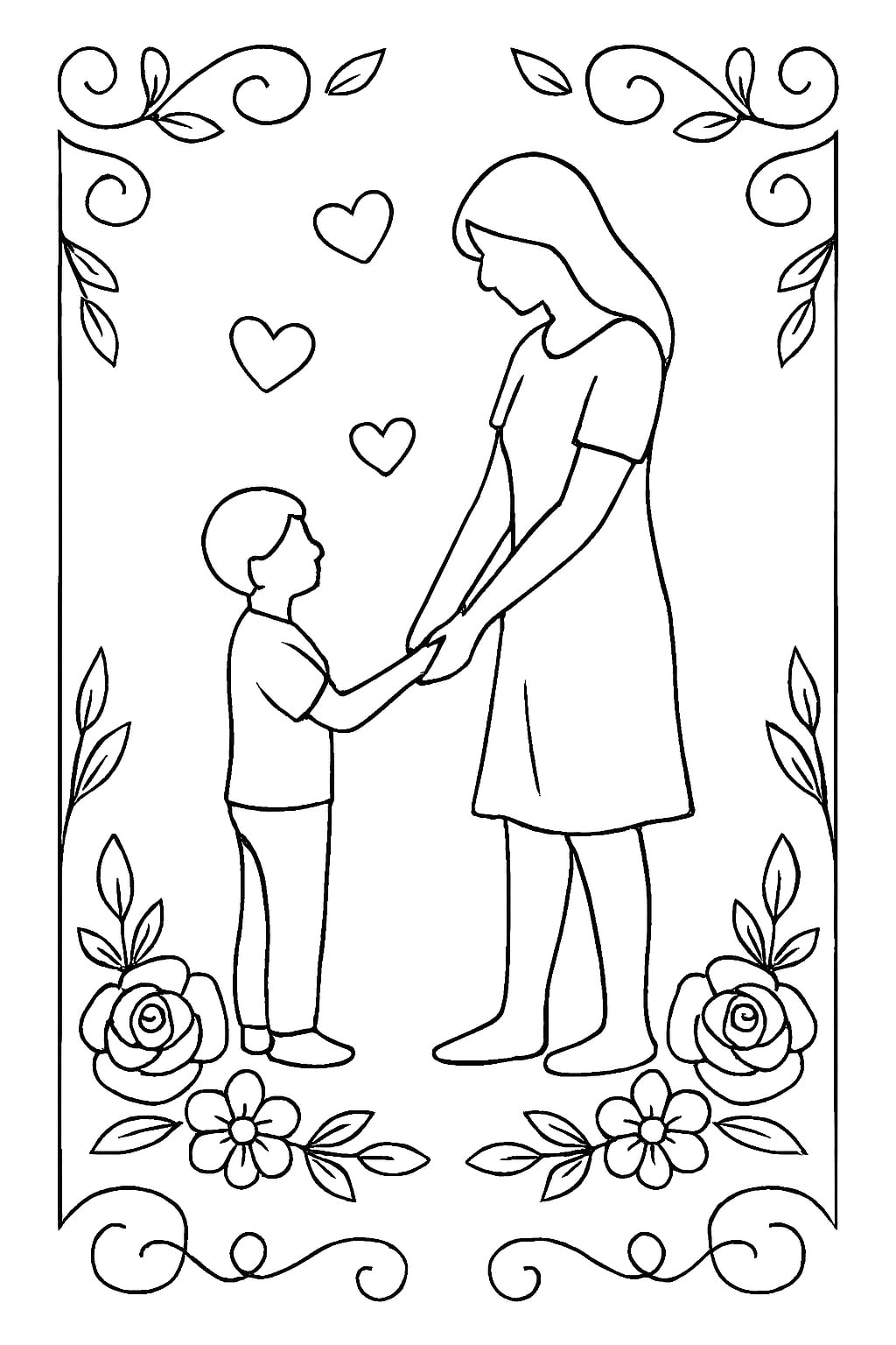 Mother day coloring pages
