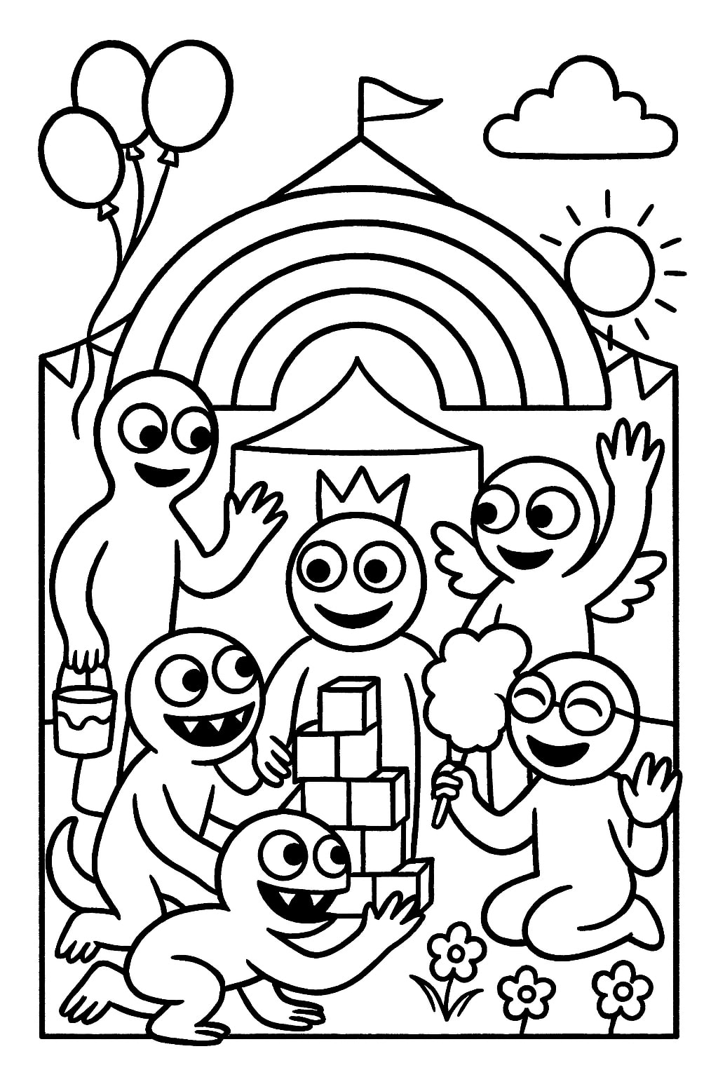 Rainbow friends coloring page
