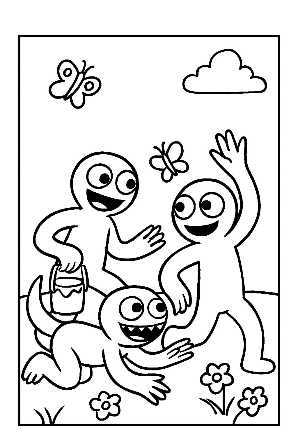 Rainbow friends coloring page
