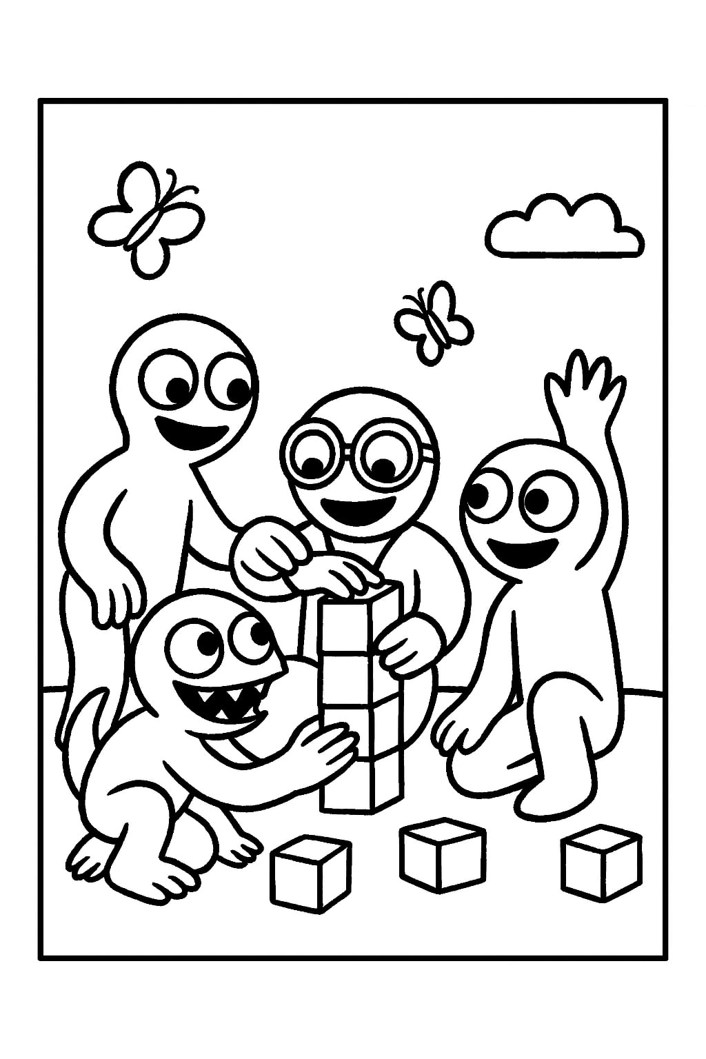 Rainbow friends coloring page