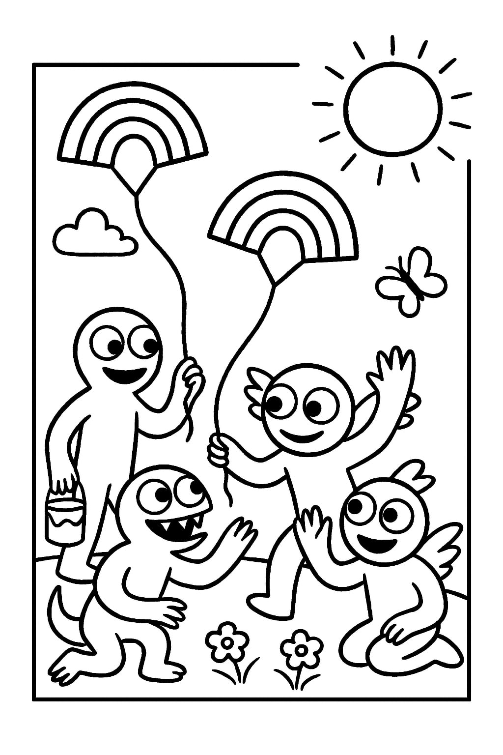 Rainbow friends coloring page