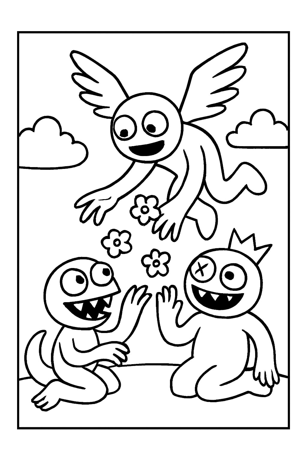Rainbow friends coloring page
