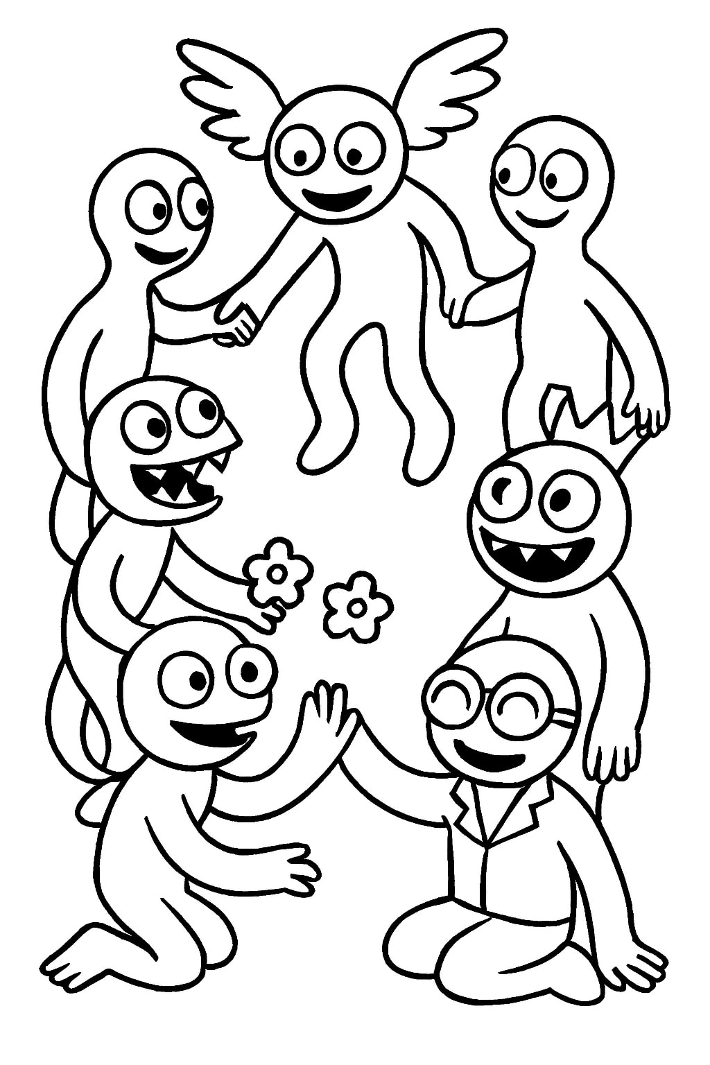 Rainbow friends coloring page