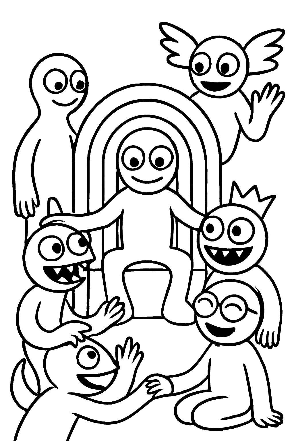 Rainbow friends coloring page