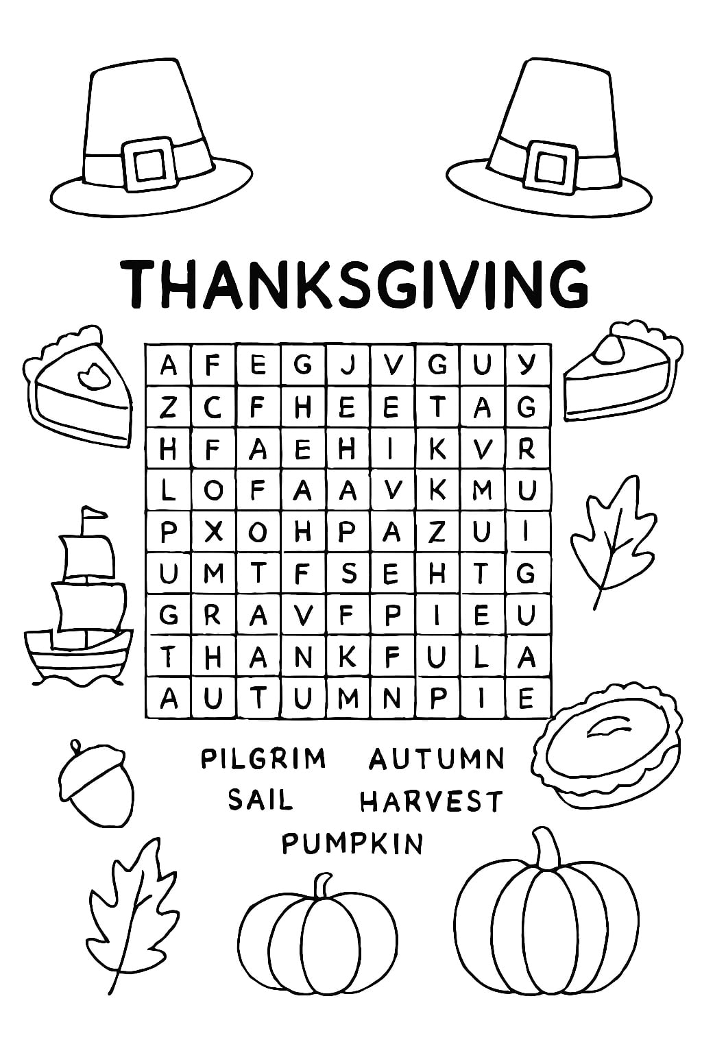 Thanksgiving word search