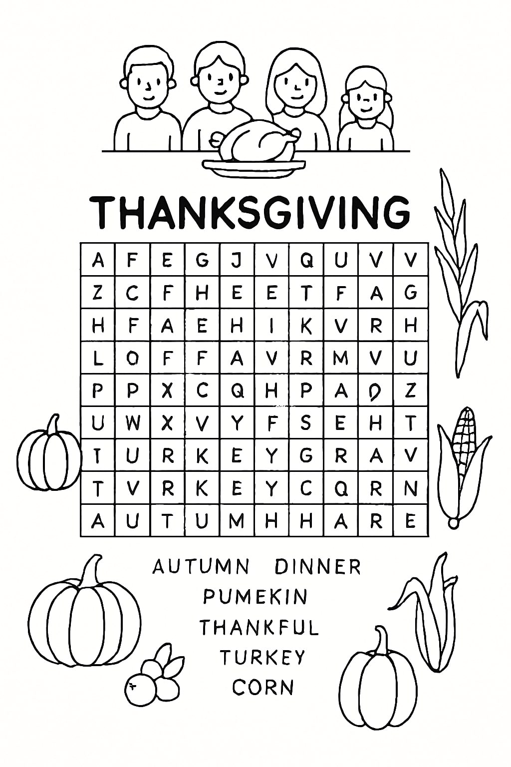 Thanksgiving word search