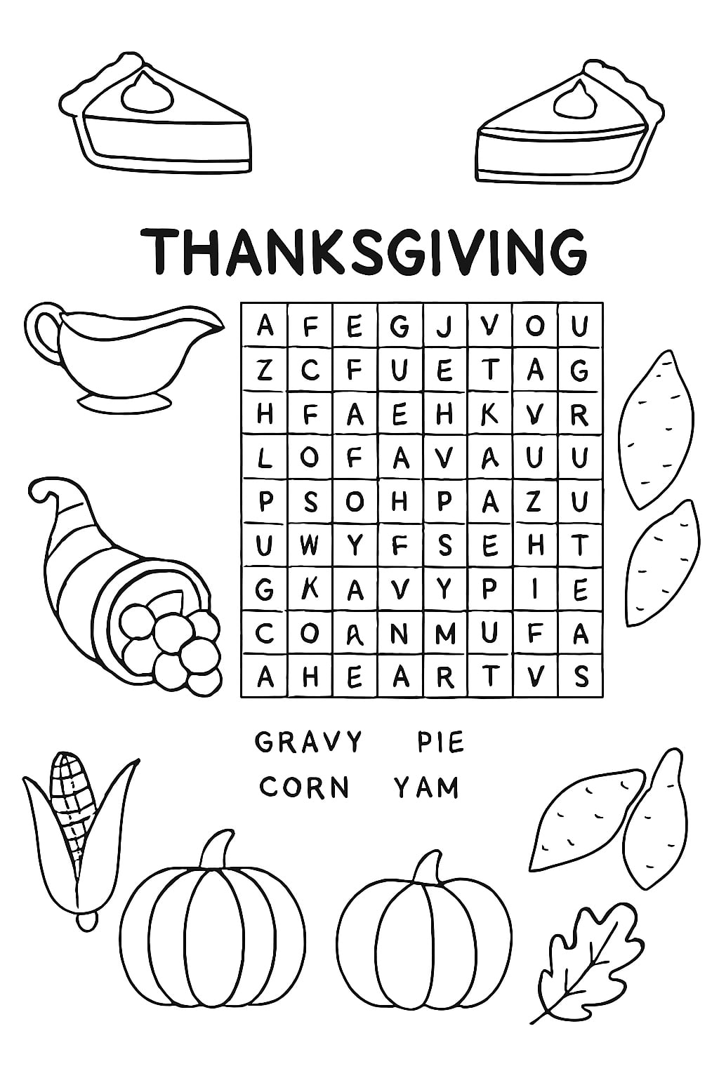 Thanksgiving word search