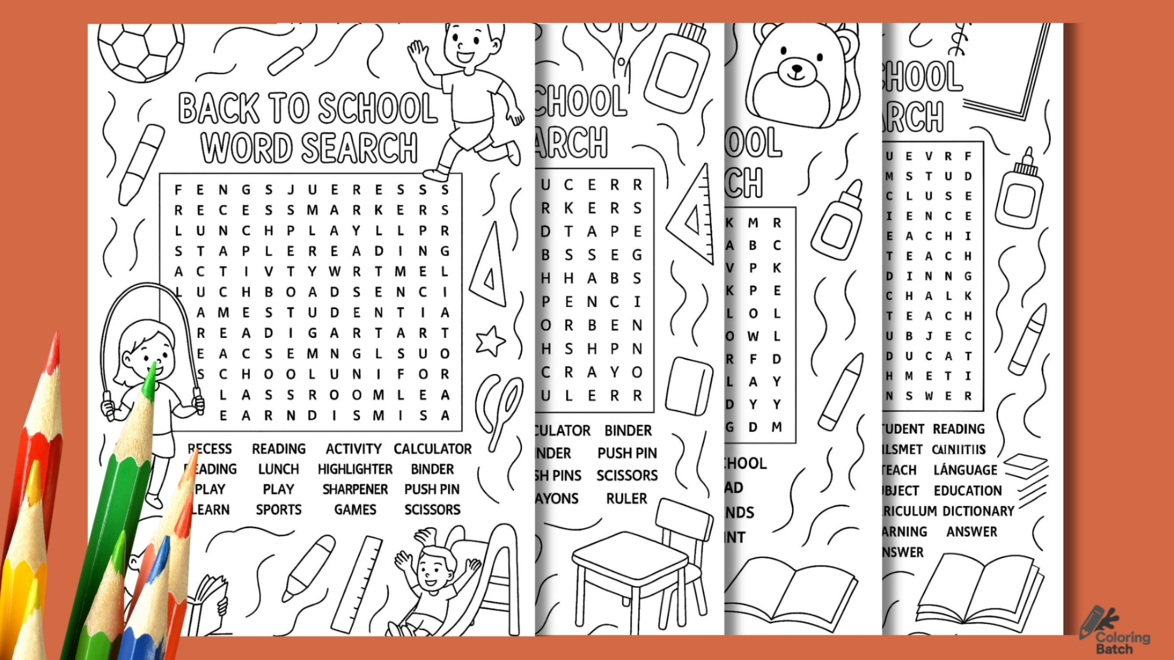 Back to school word search